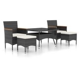  5-dijelni vrtni blagovaonski set od poliratana i stakla crni Crna 120 x 120 x 75 cm | shoptok.hr