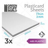 Green Stuff World plancha plasticard lisa 2mm pack x3 / abs plain sheet 2mm pack x3 Cene