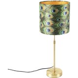 QAZQA Namizna svetilka zlata / medenina z velur senco pav 25 cm - Parte Cene