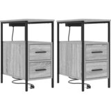 vidaXL Nočne omarice 2 pcs Siva sonoma 30 x 48 x 61 cm Konstruiran les | Shoptok.si