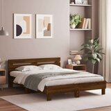 vidaXL Posteljni okvir z vzglavjem in LED rjavi hrast 150x200 cm, (20978762) | Shoptok.si