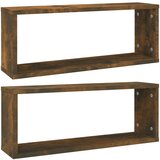  Kockaste zidne police 2 kom dimljeni hrast 60x15x23 cm drvene | shoptok.hr