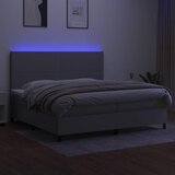  Krevet box spring s madracem LED svjetlosivi 200x200 cm tkanina | shoptok.hr