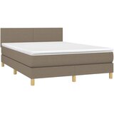  box spring s madracem LED smeđesivi 140x200 cm tkanina | shoptok.hr