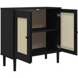  Komoda SENJA crna izgled ratana 80x35x80 cm masivna borovina | shoptok.hr