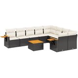  10-dijelni set vrtnih sofa s jastucima crni od poliratana | shoptok.hr