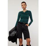 Trendyol Emerald Green Drape Detailed Fitted Long Sleeve Stretchy Knitted Blouse | Eponuda.ba