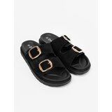 Shelvt Women's black flip-flops with gold buckles | shoptok.hr