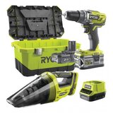Ryobi set alata R18DD3-252VT (bušilica, usisavač, baterije, kutija) RPP24 | shoptok.hr