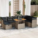 Maison Chic Seti vrtnega pohištva - Vrtna garnitura - Vrtni pohištvo set z blazinami 9-delna siv ratan/akacija, (21796862) | Shoptok.si