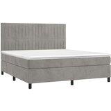 vidaXL Box spring postelja z vzmetnico LED svetlo siva 180x200cm žamet | Shoptok.si