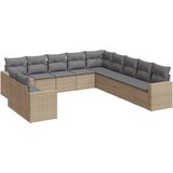 Maison Chic Seti vrtnega pohištva - Vrtna garnitura - Vrtni pohištvo set 11-delna z blazinami bež poli ratan, (21817683) | Shoptok.si