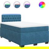 vidaXL Box spring postelja z vzmetnico modra 120x200 cm žamet, (21307420) | Shoptok.si