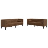  Chesterfield garnitura s jastucima, 2 dijela, smeđa, umjetna koža | shoptok.hr