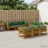 9-dijelna modularna vrtna garnitura Prirodna - Zelena 4x kutna + 4x srednja + stol | shoptok.hr