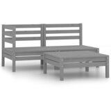 Maison Chic Seti vrtnega pohištva - Vrtna garnitura - Vrtni pohištvo set 3-delna trdna borovina siva, (21810663) | Shoptok.si
