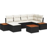 vidaXL 7-dijelni set vrtne sofe s jastučićima Crni poli ratan akacija | shoptok.hr