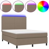  Box spring postelja z vzmetnico LED taupe 140x200 cm blago, (20895981) | Shoptok.si