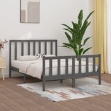 Maison Chic Posteljni okvir - Dvoposteljna postelja - Zakonska postelja siv iz trdnega lesa 150x200 cm-J15084, (21773212) | Shoptok.si
