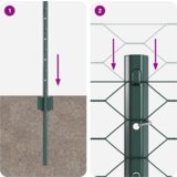 vidaXL Ograjni stebri 11 kosov U-kanal zelena 80 cm jeklo, šesterokotna ograja zelena 0.8x25 m jeklo | Shoptok.si