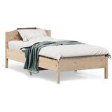 vidaXL Posteljni okvir z vzglavjem bel 75x190 cm trdna borovina Cene