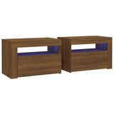 vidaXL Nočna omarica 2 kosa LED rjavi hrast 60x35x40 cm, (20733281) Cene