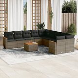 vidaXL 11-dijelni set vrtnih sofa od poliratana s jastucima sivi | shoptok.hr