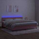  Box spring postelja z vzmetnico LED roza 200x200 cm žamet, (20899156) | Shoptok.si