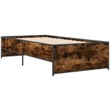 vidaXL Posteljni okvir dimljeni hrast 100x200 cm inž. les in kovina, (21155864) | Shoptok.si