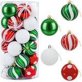  Set božićnih kuglica 30 kom. Bijela, crvena i zelena Ø 6 cm | shoptok.hr