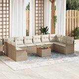 vidaXL 11-delni set vrtnih sof z blazinami bež Poli Ratan Acacia | Shoptok.si