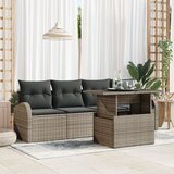 vidaXL Vrtna sofa set Set od 5 Siva Ratan, Poliester Vanjski stol Cijene