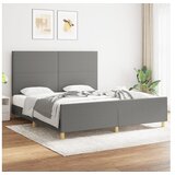  Posteljni okvir z vzglavjem temno siv 160x200 cm blago | Shoptok.si