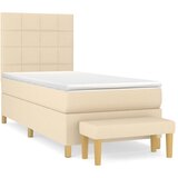 vidaXL Box spring postelja z vzmetnico krem 100x200 cm blago, (20894125) Cene
