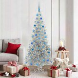 vidaXL Božično drevo med 300 LED z stojalom srebrna 180 cm PET | Shoptok.si