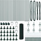 vidaXL heksagonalna ograja zelena 0.6x50 m jeklo, stebri za ograjo s podnožjem 13 kos Ø32mm 70cm pocinkano jeklo | Shoptok.si