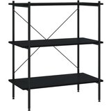 vidaXL 3-nadstropni regal s policami črn 80x40x92 cm | Shoptok.si