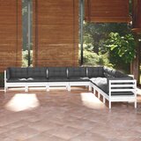  The Living Store Vrtna sedežna garnitura 9-delna z blazinami bela borovina - Vrtna Sedežna Garnitura, (21462072) | Shoptok.si