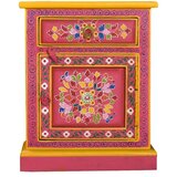  Noćni ormarić od masivnog drva manga ružičasti ručno obojen | shoptok.hr