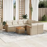 vidaXL 9-dijelni set vrtnih sofa s jastucima bež od poliratana | shoptok.hr