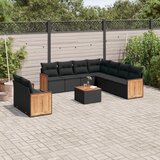  The Living Store Vrtna sedežna garnitura 10-delna z blazinami črn poli ratan - Vrtna Sedežna Garniture, (21479251) | Shoptok.si