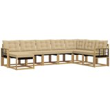  Set vanjskih sofa 8 kom. Bijela i bež Smeđa 306 x 187,5 x 73 cm | shoptok.hr