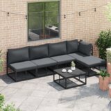 vidaXL Sjedeća garnitura za vrt 6 pcs Crna 70 x 70 x 32 cm Aluminij | shoptok.hr