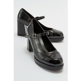 LuviShoes PAEIS Black Patent Leather Women's Heeled Shoes. Cene
