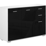 HOMCOM Garderobna omara za dnevno sobo in spalnico s 3 vrati in 2 predaloma, črnega sijaja, proti praskam (106 x 35 x 76 cm), (20745302) Cene