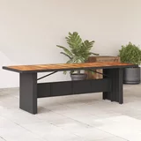 vidaXL Vrtna miza z leseno akacijevo ploščo črna 240x90x75 cm PE ratan