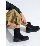 Shelvt Women's black ankle boots with a decorative zipper Cijene
