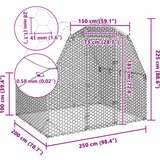  Kavez za kokoši s krovom 2,5x2x2,25 m pocinčani čelik | shoptok.hr