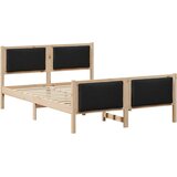  Krevetna konstrukcija s uzglavljem Crna 135 x 190 cm tkanina | shoptok.hr
