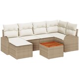 vidaXL 7-delni vrtni kavč set s blazinami bež poly rattan akacija, 2-sedežni vrtni kavč s shranjevanjem in blazinami bež poly rattan Cene